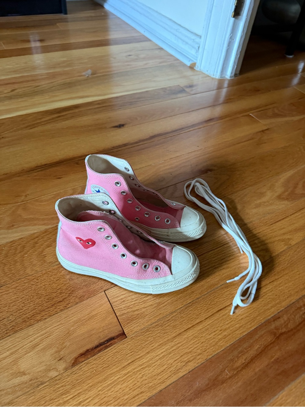 Converse x Comme Des Garcons - Kids Pink High-Top Canvas Sneakers